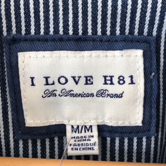 NWOT I Love H81 Striped Crop denim jacket - Picture 5 of 6